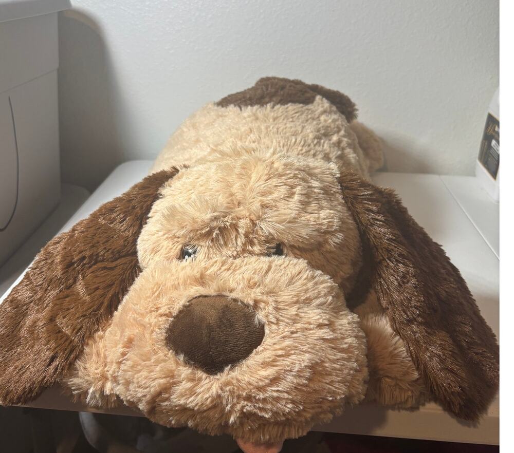 Giant 30" Puppy Dog Plush Body Pillow Floppy Cuddly Stuffed Animal Tan/Brown
